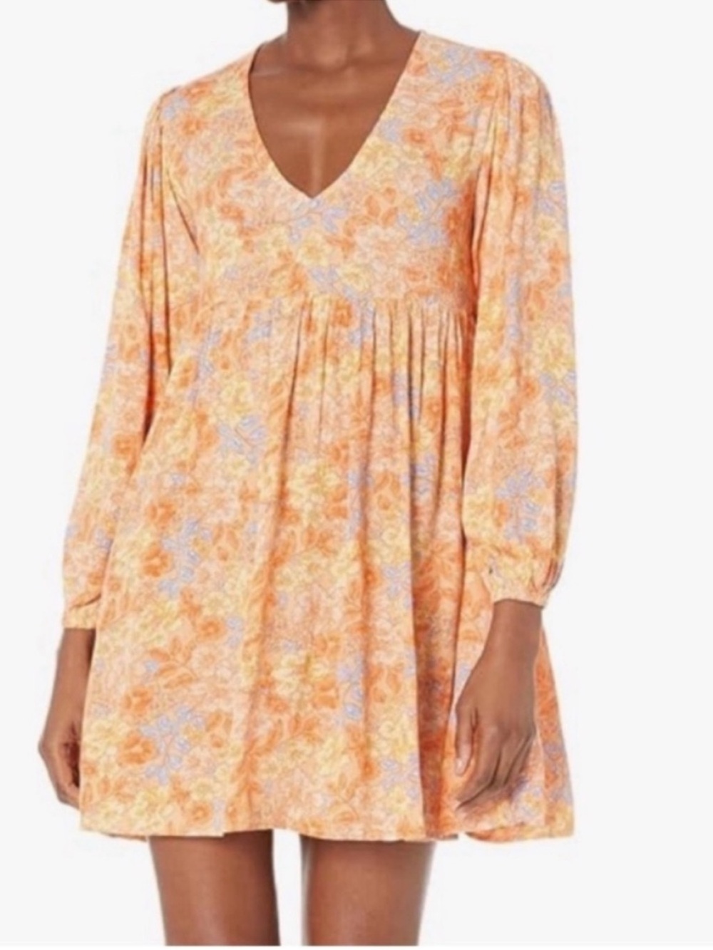 Billabong Small Dress Secret Wish Mini Babydoll Light Melon long sleeves NWT